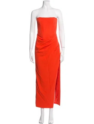 Pre-owned Bardot Strapless Long Dress In Orange