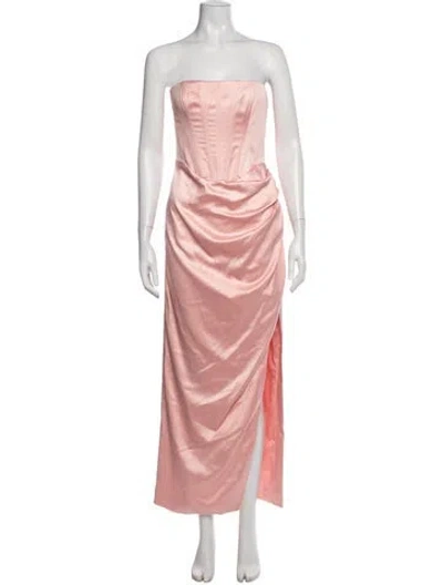 Pre-owned Bardot Strapless Long Dress In Pink