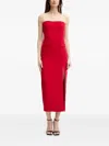 Bardot Strapless Midi Dress In Red