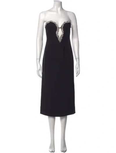 Pre-owned Bardot Strapless Midi Length Dress In Black