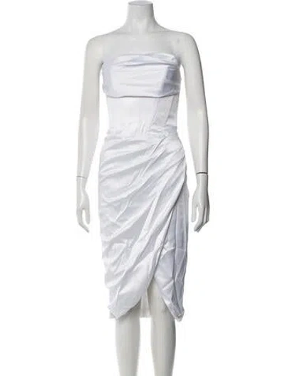 Pre-owned Bardot Strapless Midi Length Dress W/ Tags In White