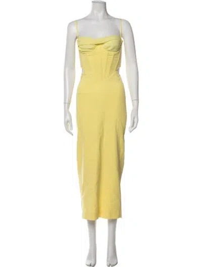 Pre-owned Bardot Strapless Midi Length Dress W/ Tags In Yellow