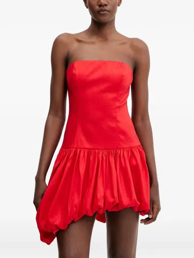 Bardot Strapless Mini Dress In Red