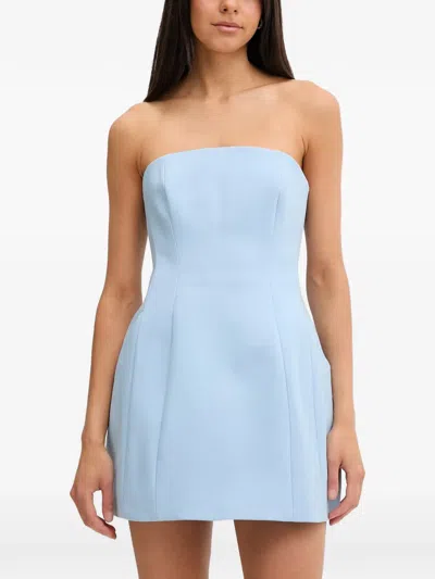 Bardot Strapless Panelled Mini Dress In Blue