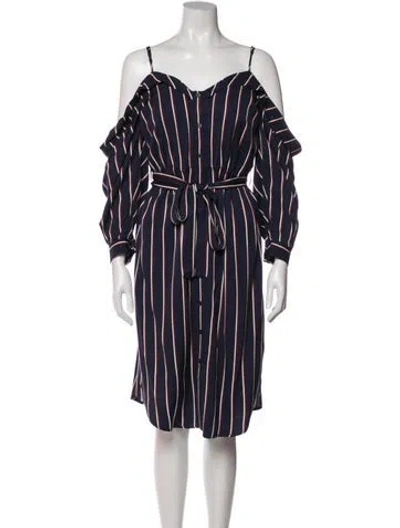 Pre-owned Bardot Striped Knee-length Dress In Blue