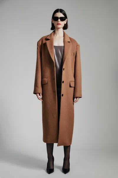 Bardot Structured Oversized Coat In Camel
