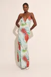 Bardot Suri Plunge Maxi Slipdress In Bl Tie Dye