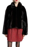Bardot Sylvie Faux Fur Zip Jacket In Black
