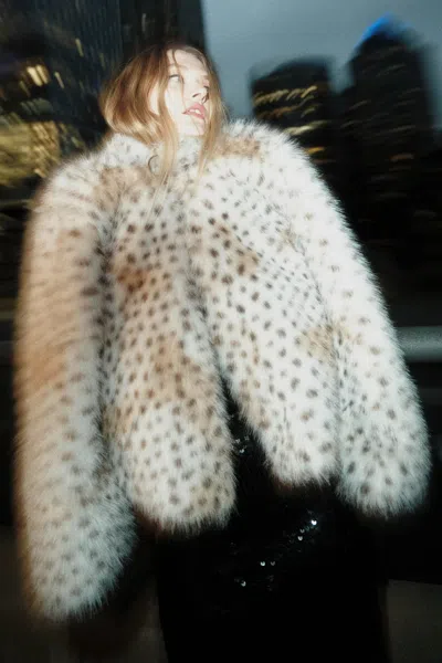 Bardot Sylvie Zip Faux Fur Jacket In Neutral