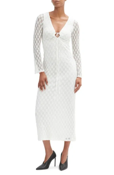 Bardot Talika Floral Mesh Long Sleeve Dress In White