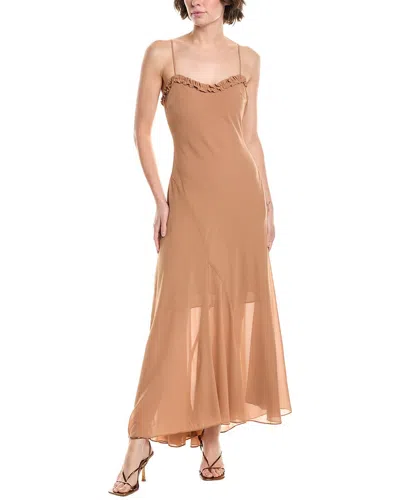 Bardot Tatian Frill Trim Maxi Dress In Brown