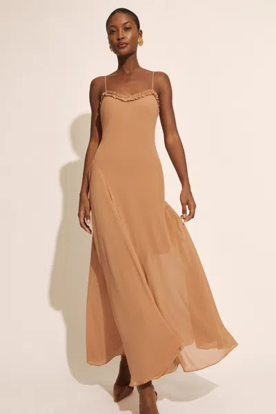 Bardot Tatian Frill Trim Maxi Dress In Tan