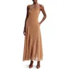 Bardot Tatian Frill Trim Maxi Dress In Tan