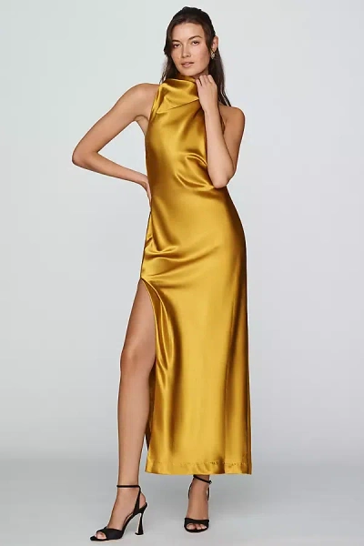 Bardot Thea High-neck Maxi Dress In Gold