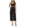 Bardot Tie Back Cropped Geo Cutout One Piece Jumpsuit In Black In Black