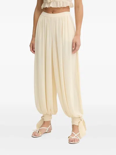 Bardot Tie-cuff Gathered Trousers In Neutral