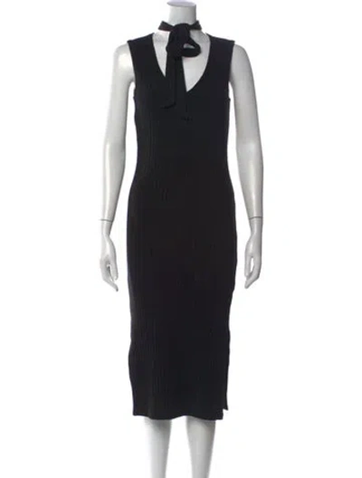 Pre-owned Bardot Tie Neck Knee-length Dress In Black