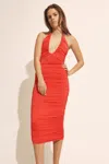 Bardot Tisha Halter Midi Dress In Fire Red