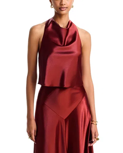Bardot Satin High Cowl Neck Cropped Backless Top In Multi