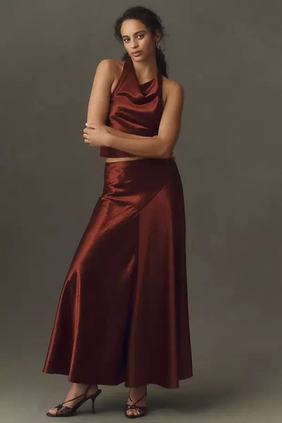 Bardot Toni Full Maxi Skirt In Burgundy