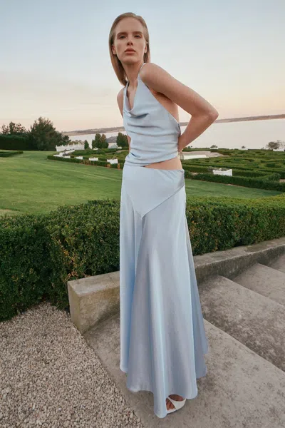Bardot Toni Full Maxi Skirt In Soft Blue