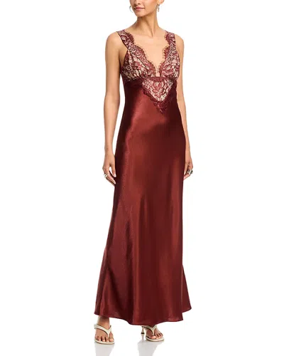 Bardot Torie Lace Slip Maxi Dress In Red