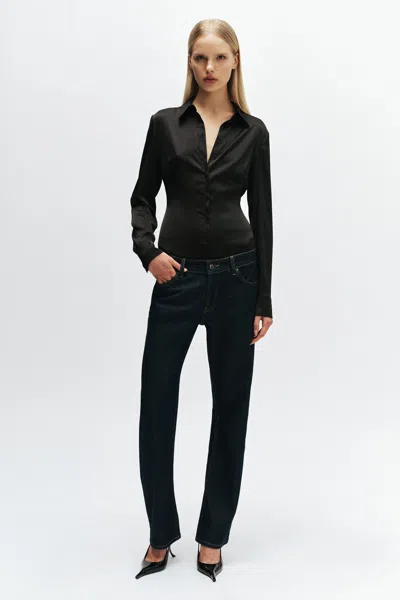 Bardot Trina Fitted Satin Shirt In Black