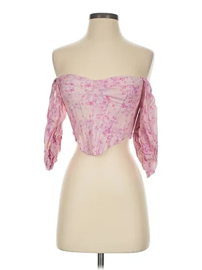 Pre-owned Bardot Tube Top Pink Strapless Neckline Tops