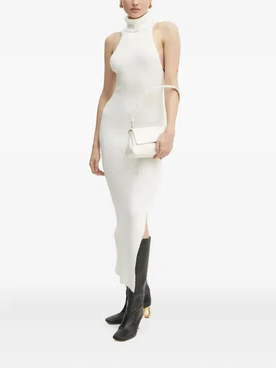 Bardot Turtleneck Open-back Midi Dress In White