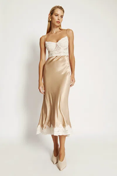 Bardot Tzariana Satin Lace Midi Dress