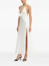 Bardot Aradia Rosette Sequin Plunge Halter Gown In White