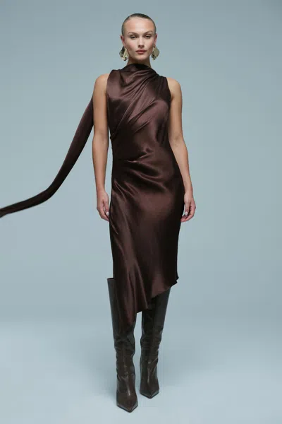 Bardot Valentine High Low Dress In Burgundy