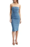 Bardot Vanda Denim Strapless Dress In Vintage Blue