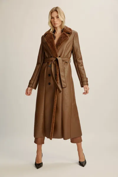Bardot Vegan Leather Shearling Coat