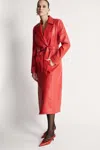 Bardot Vegan Leather Trench Coat In Famous Red