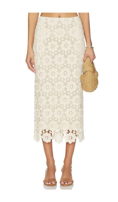 Bardot Veneta Crochet Midi Skirt In White