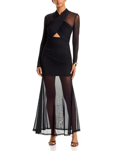 Bardot Veria Spot Mesh Maxi Dress In Black