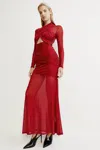 Bardot Veria Wrap Mesh Maxi Dress In Red