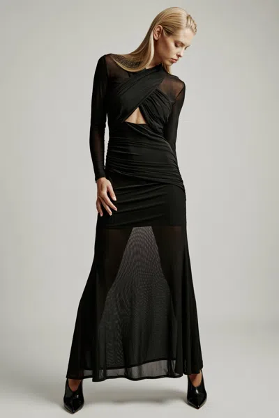 Bardot Veria Wrap Mesh Maxi Dress In Black