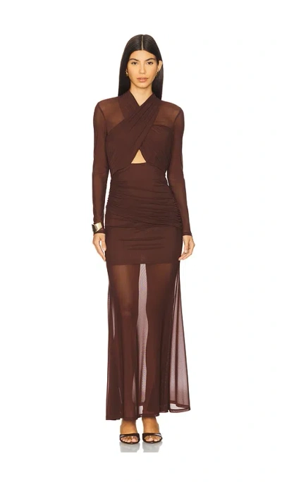 BARDOT VERIA WRAP MESH MAXI DRESS