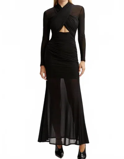 Bardot Veria Wrap Mesh Maxi Dress In Black