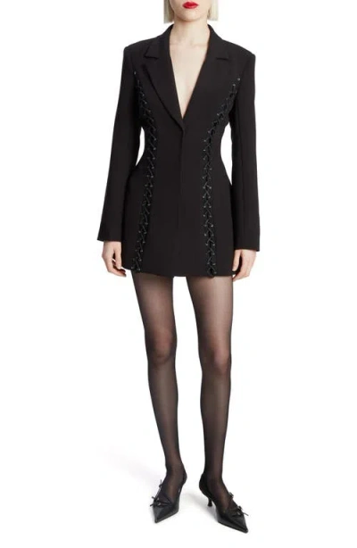 Bardot Verity Lace-up Long Sleeve Blazer Dress In Black