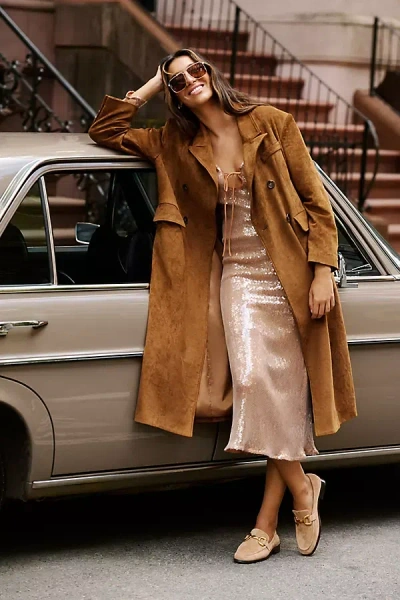 Bardot Verona Long-sleeve Sequin Slim Midi Dress In Beige