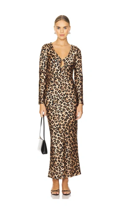 Bardot Verona Printed Satin Dress In Brown