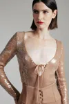 Bardot Verona Sequin Bodysuit In Nude