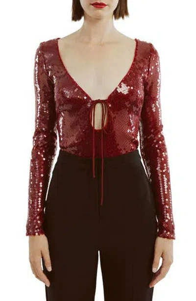 BARDOT BARDOT VERONA SEQUIN LONG SLEEVE BODYSUIT