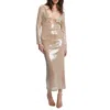 Bardot Verona Sequin Maxi Dress In Beige