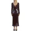 Bardot Verona Sequin Long Sleeve Maxi Dress In Dark Choco
