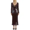 Bardot Verona Sequin Long Sleeve Maxi Dress In Dark Choco