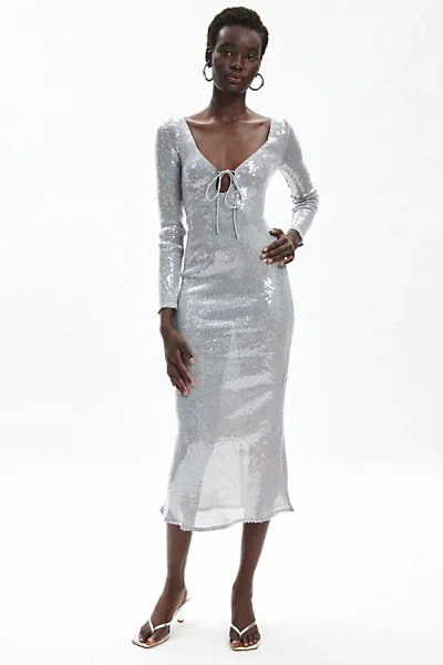Bardot Verona Sequin Maxi Dress In Silver